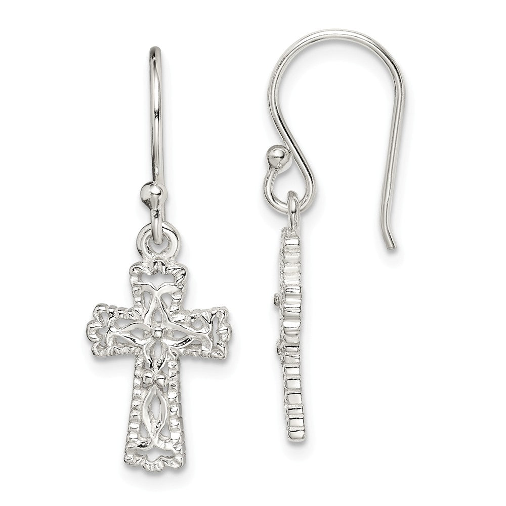 Stella Silver 925 Sterling Silver Cross Earrings, 30mm x 11mm