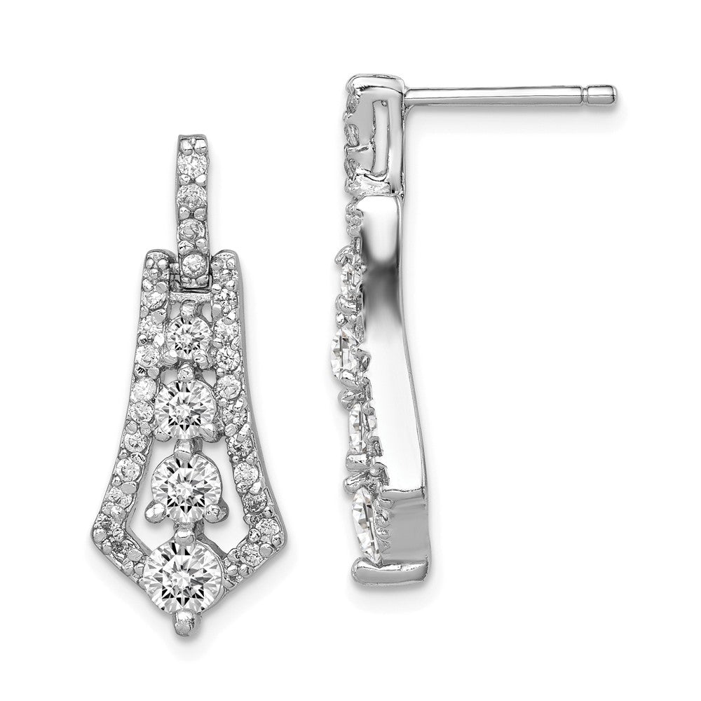 Stella Silver 925 Sterling Silver Rhodium-plated Cubic Zirconia ( CZ ) Journey Earrings, 26mm x 10mm