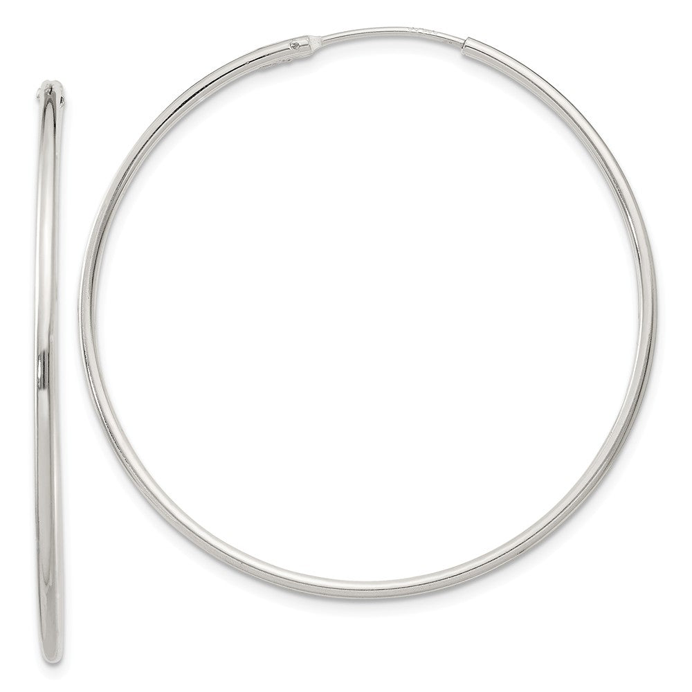 Stella Silver 925 Sterling Silver 1.3mm Hoop Earrings, 40mm x 40mm