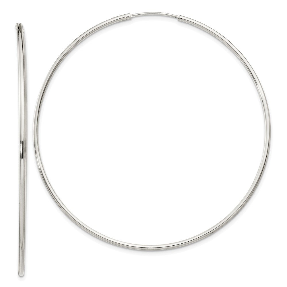Stella Silver 925 Sterling Silver 1.3mm Hoop Earrings, 55mm x 55mm