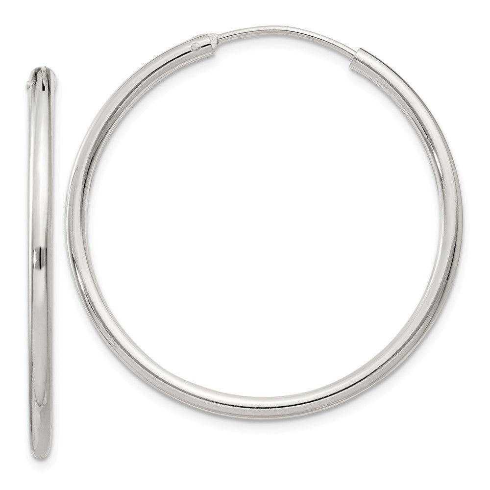 Stella Silver 925 Sterling Silver 2mm Hoop Earrings, 36mm x 36mm