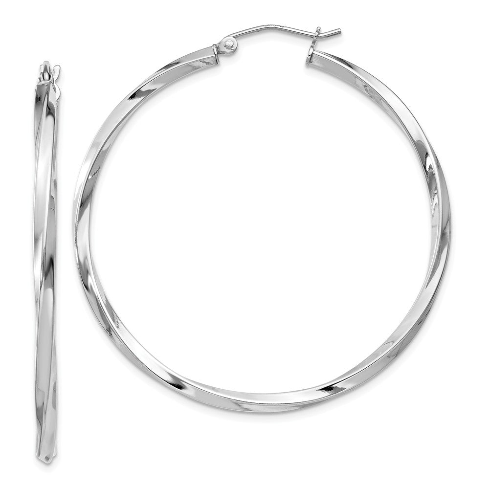 Stella Silver 925 Sterling Silver Rhodium-plated Twisted Hoop Earrings, 47mm x 45mm