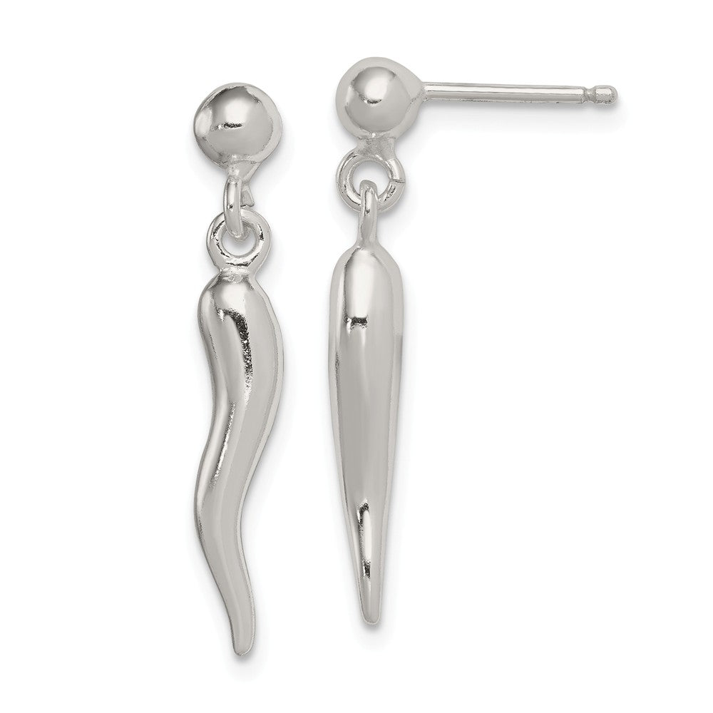 Stella Silver 925 Sterling Silver Italian Horn Earrings, 29mm x 4mm