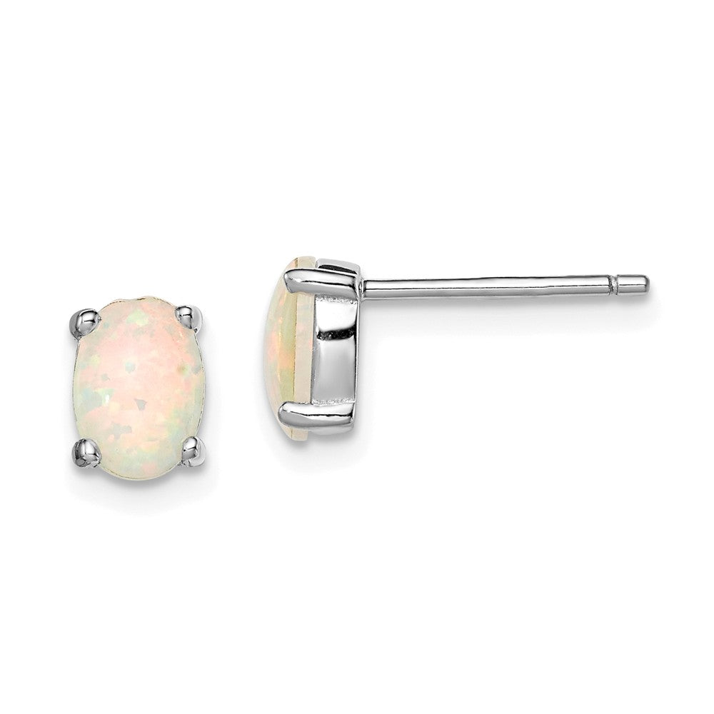 Stella Silver 925 Sterling Silver Created Opal Post Earrings, 7mm x 5mm