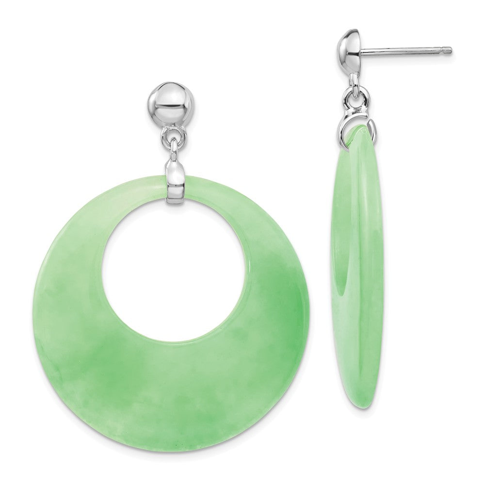Stella Silver 925 Sterling Silver Rhodium-platedJade Circle Dangle Post Earrings, 47mm x 36mm