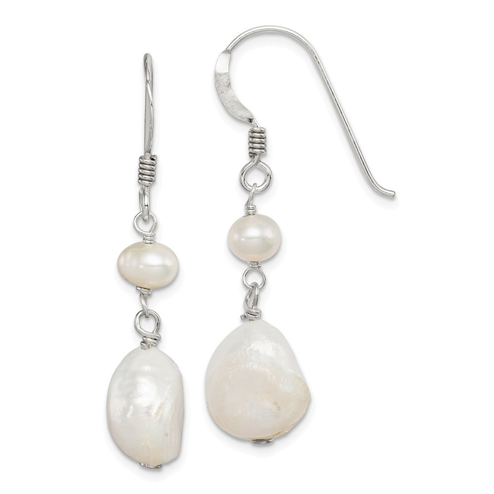 Stella Silver 925 Sterling Silver Freshwater Cultured Pearl Dangle Earrings, 40mm x 10mm