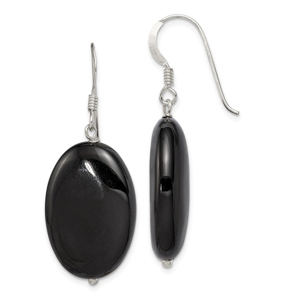 Stella Silver 925 Sterling Silver Black Agate Earrings, 41mm x 25mm