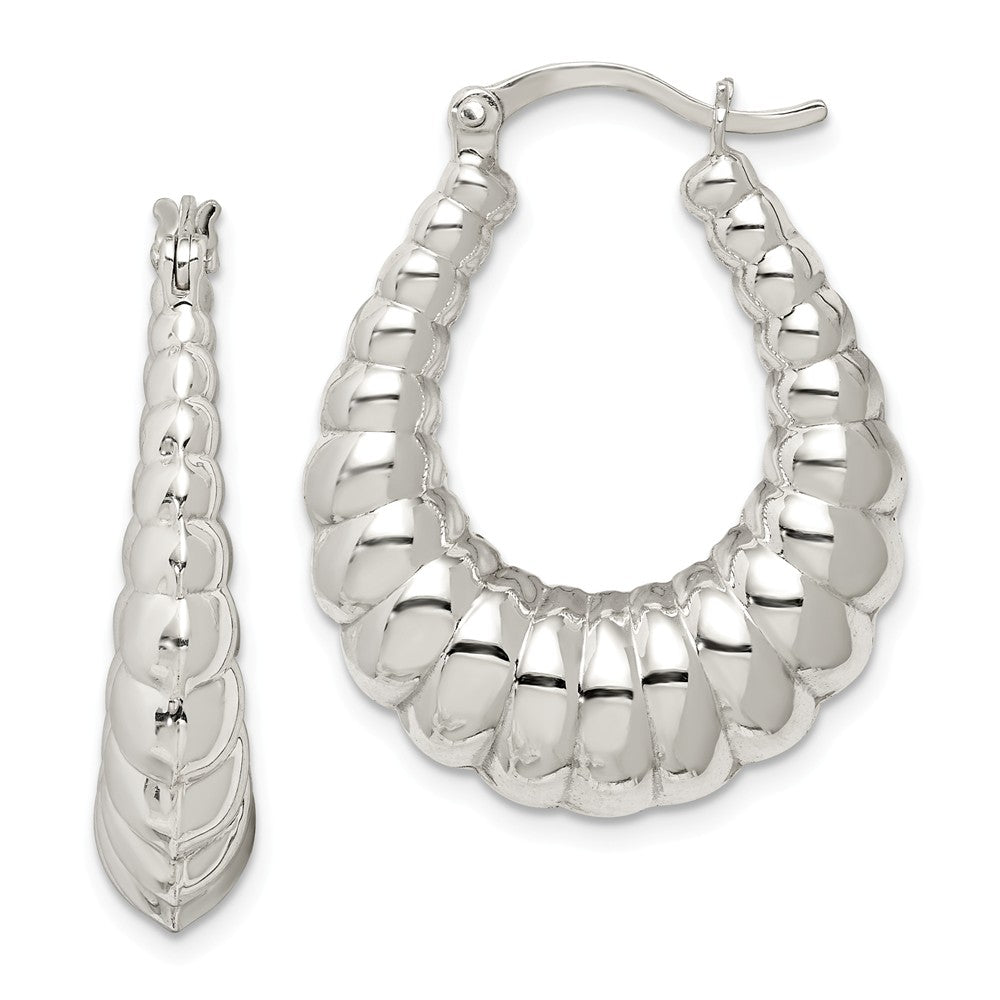 Stella Silver 925 Sterling Silver Classic Hoop Earrings, 31mm x 25mm