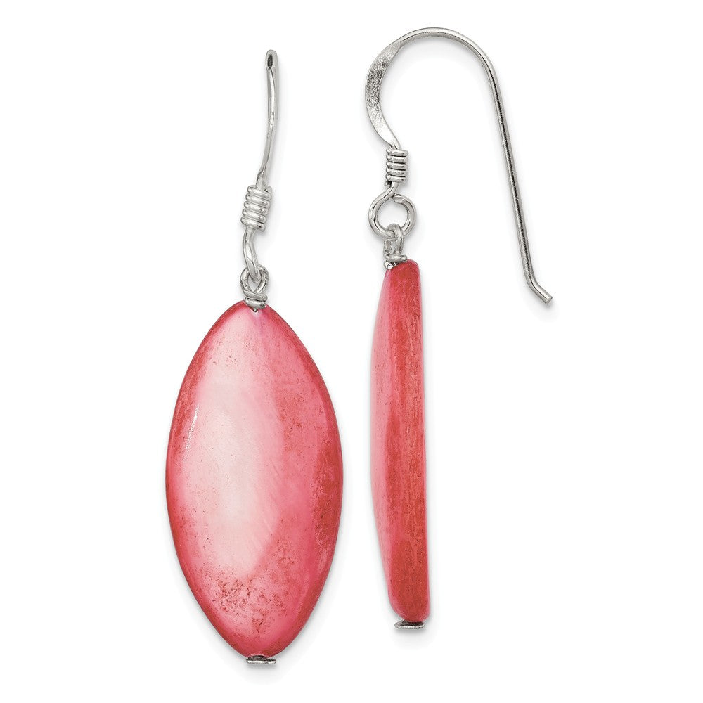 Stella Silver 925 Sterling Silver Pink Mother of Pearl Earrings, 38mm x 12mm