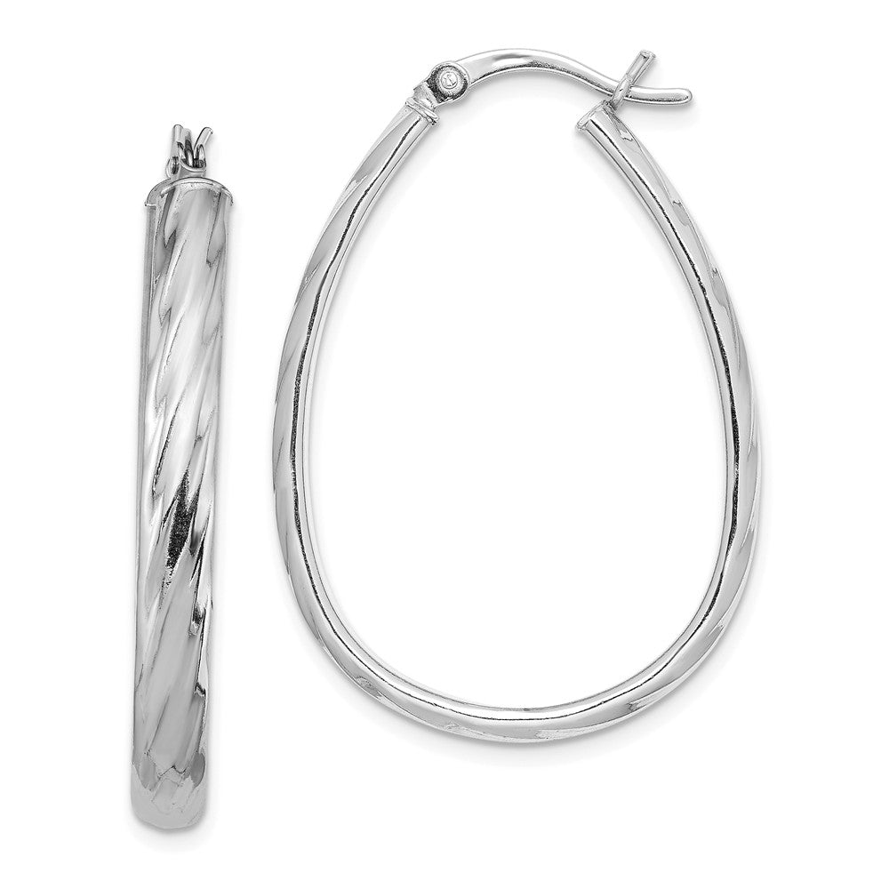 Stella Silver 925 Sterling Silver 4mm Grooved Oval Hoop Earrings, 34mm x 23mm