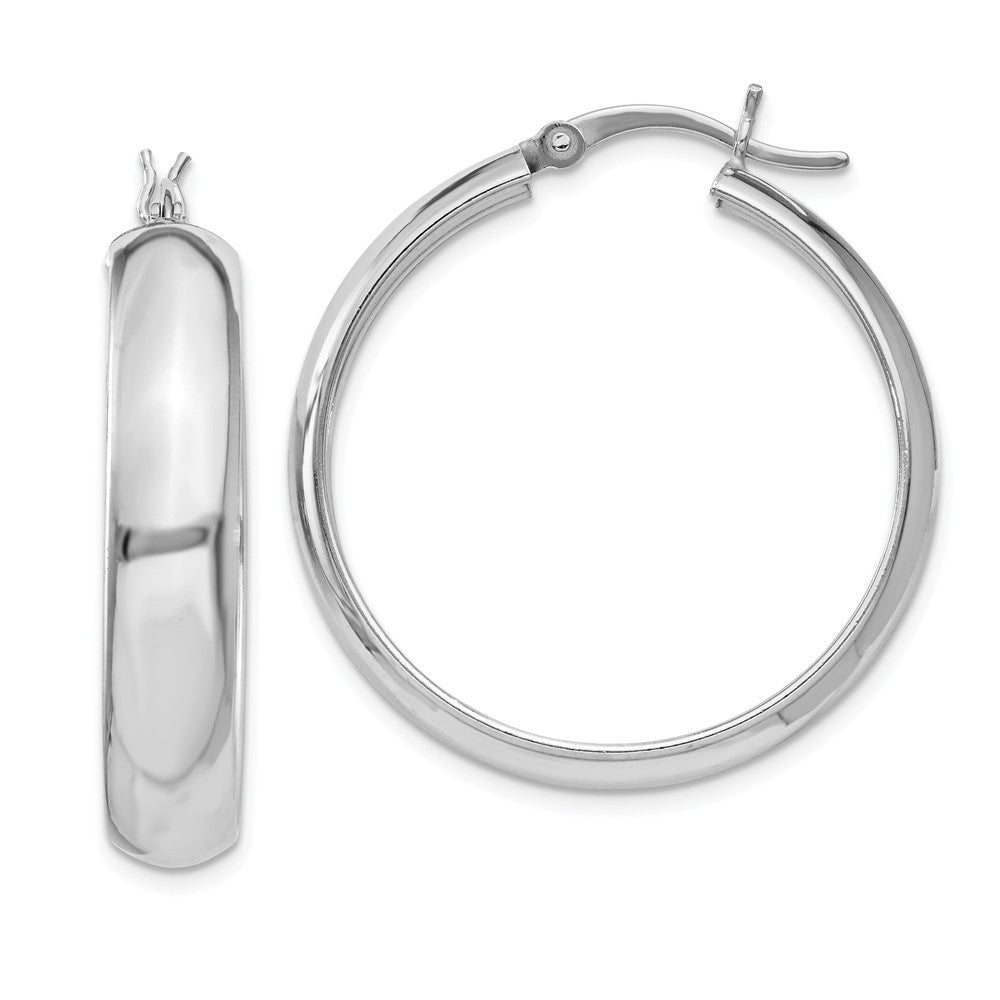 Stella Silver 925 Sterling Silver 6mm Polished Hoop Earrings, 26mm x 6mm
