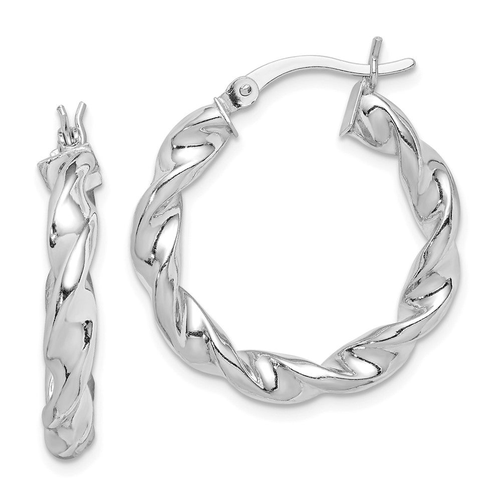 Stella Silver 925 Sterling Silver Twist 25mm Hoop Earrings, 19mm x 4mm