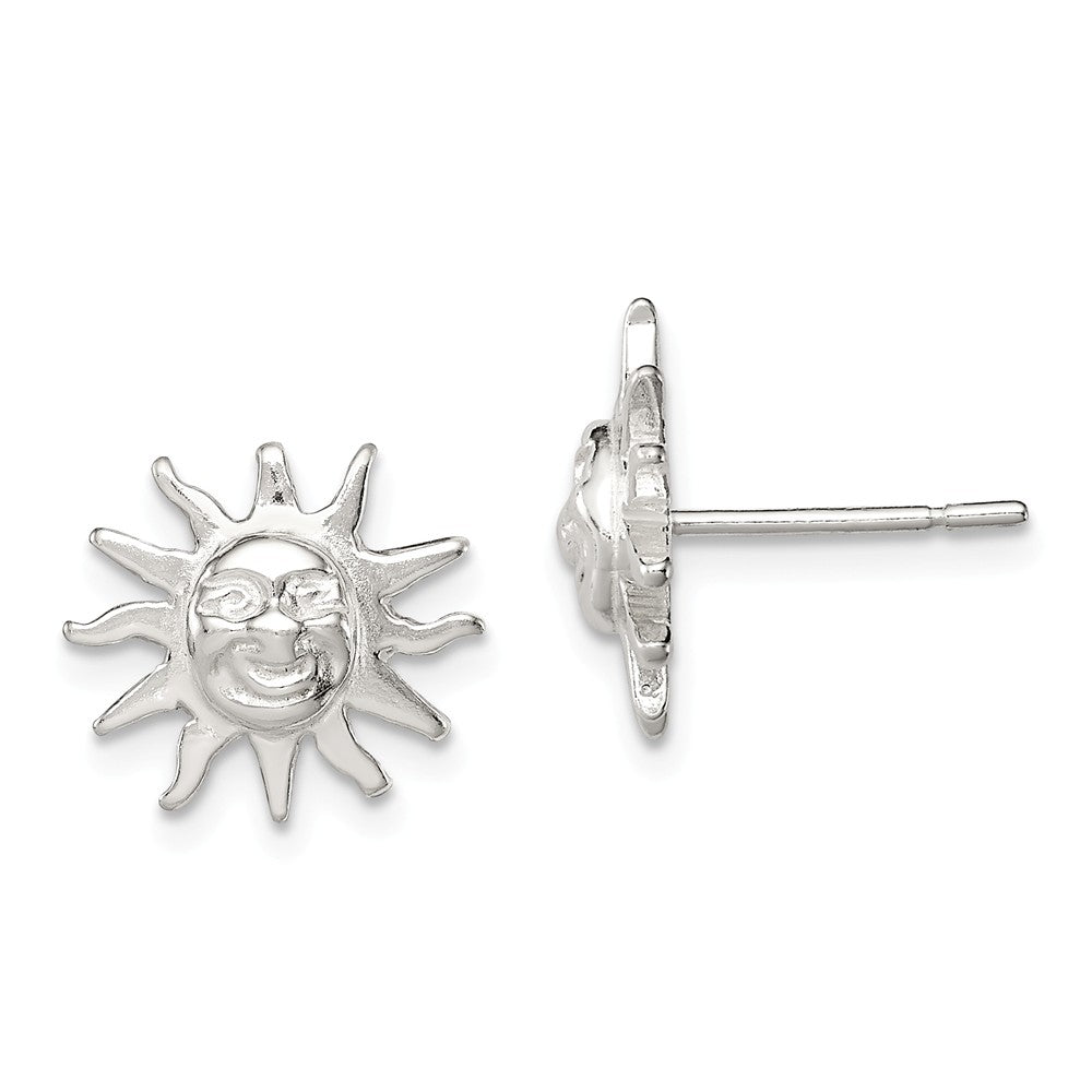 Stella Silver 925 Sterling Silver Sun Mini Earrings, 12mm x 13mm