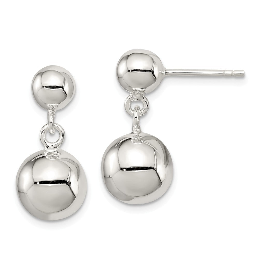 Stella Silver 925 Sterling Silver Round Bead Dangle Post Earrings, 21mm x 10mm