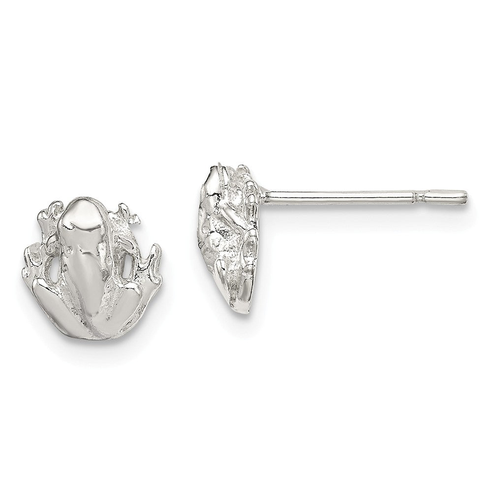 Stella Silver 925 Sterling Silver Frog Mini Earrings, 8mm x 7mm