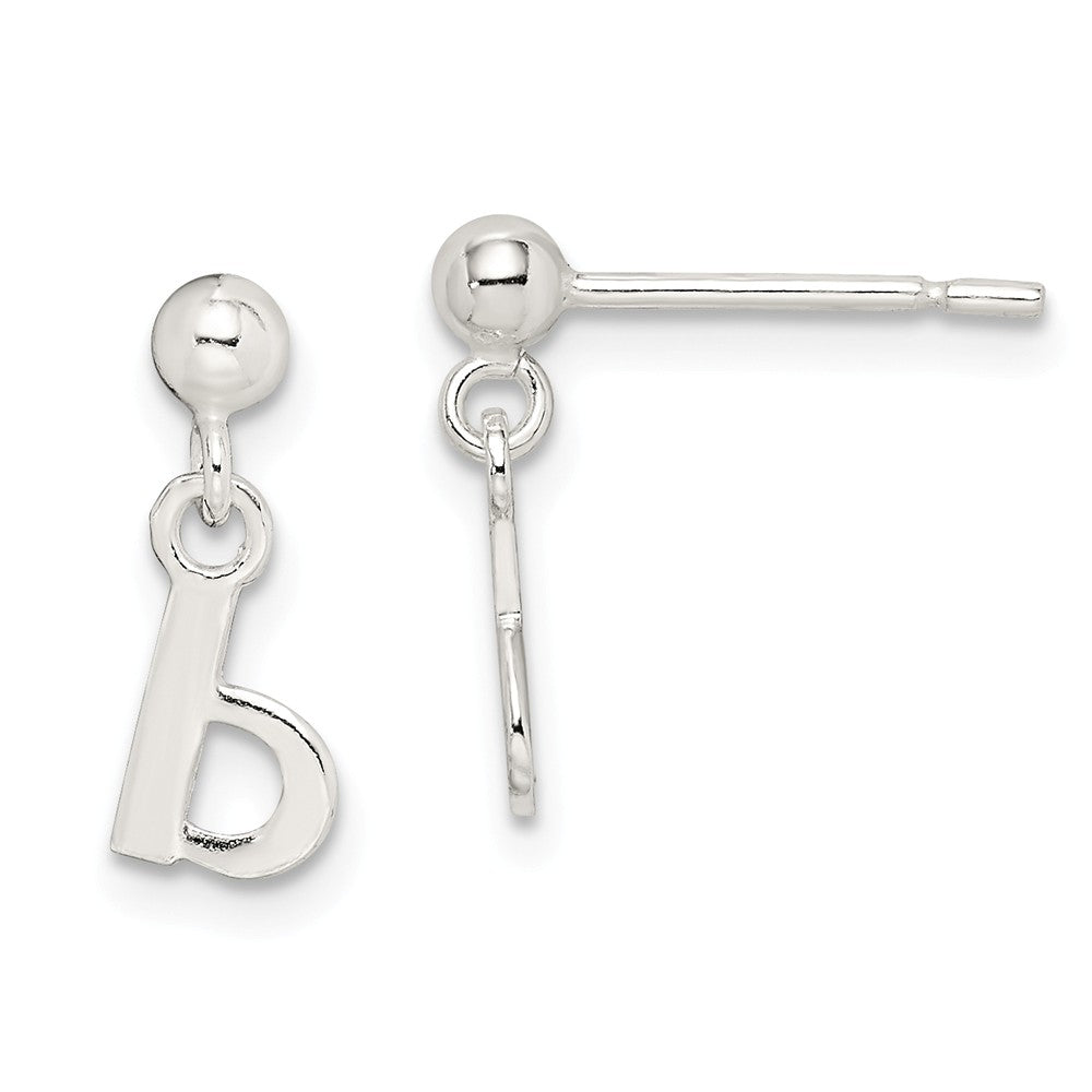 Stella Silver 925 Sterling Silver Polished B Dangle Post Earrings, 13mm x 5mm