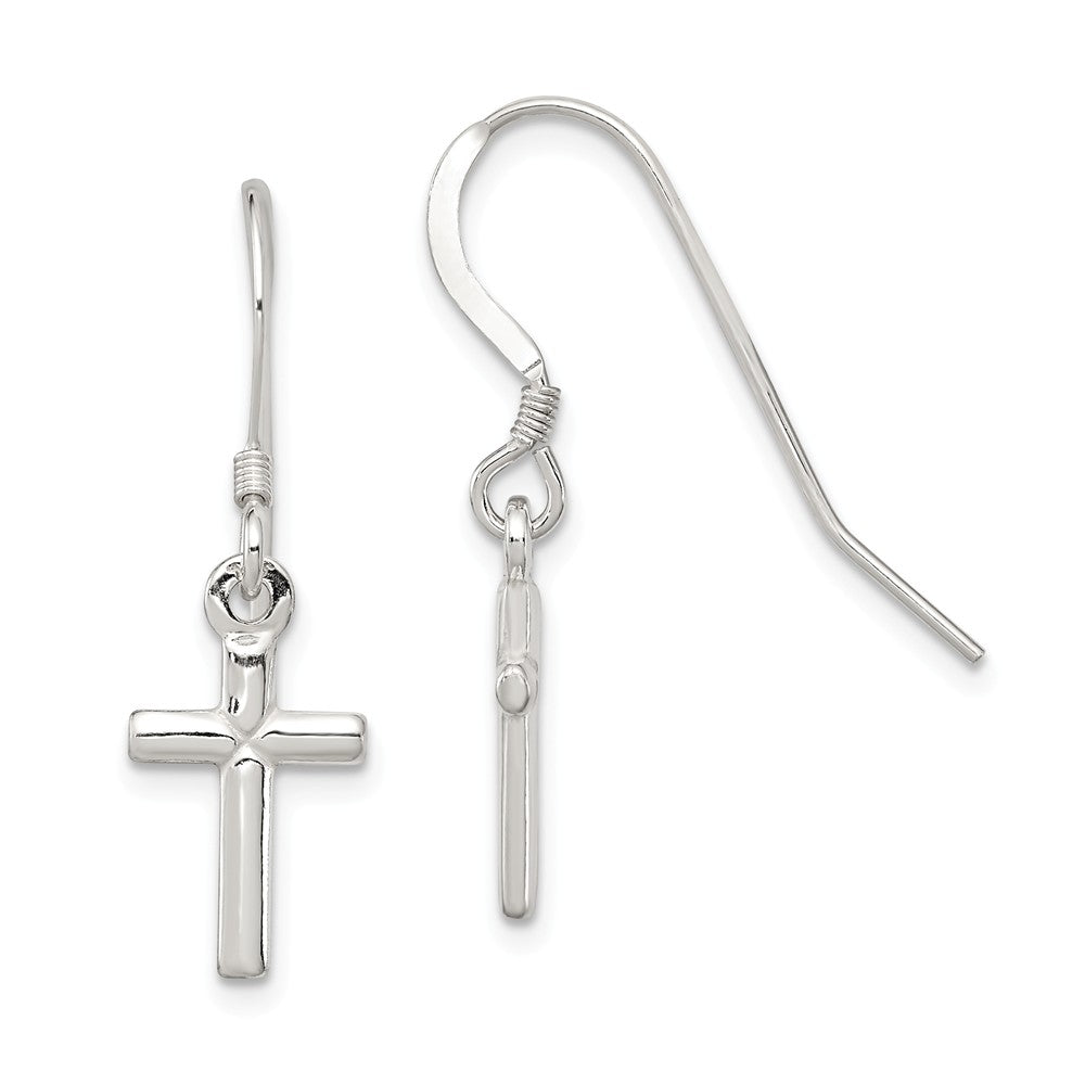 Stella Silver 925 Sterling Silver Cross Dangle Earrings, 30mm x 8mm