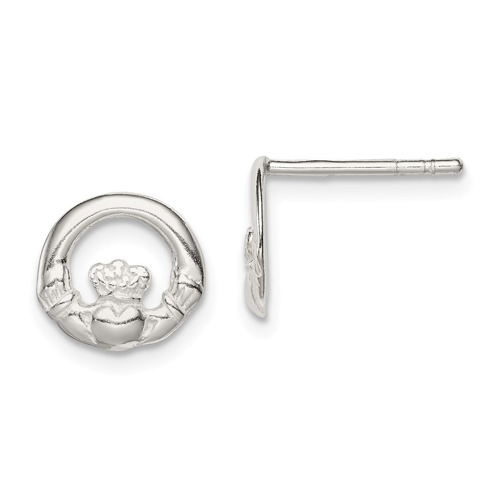 Stella Silver 925 Sterling Silver Claddagh Post Earrings, 9mm x 10mm