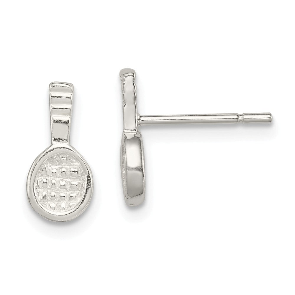 Stella Silver 925 Sterling Silver Tennis Racquet Mini Earrings, 11mm x 6mm