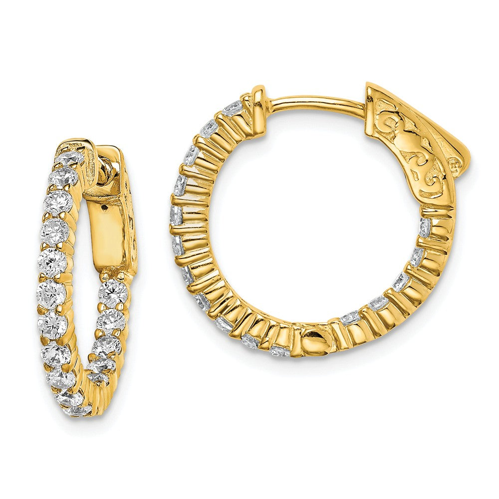 Stella Silver 925 Sterling Silver Gold-tone Cubic Zirconia ( CZ ) In & Out Hoop Earrings, 18.77mm x 19.31mm