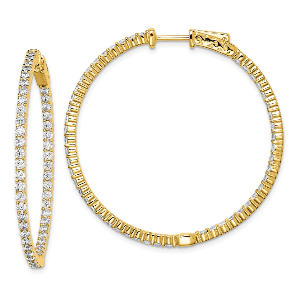 Stella Silver 925 Sterling Silver Gold-tone 100 Stone Cubic Zirconia ( CZ ) In and Out Hoop Earrings, 41mm x 42mm