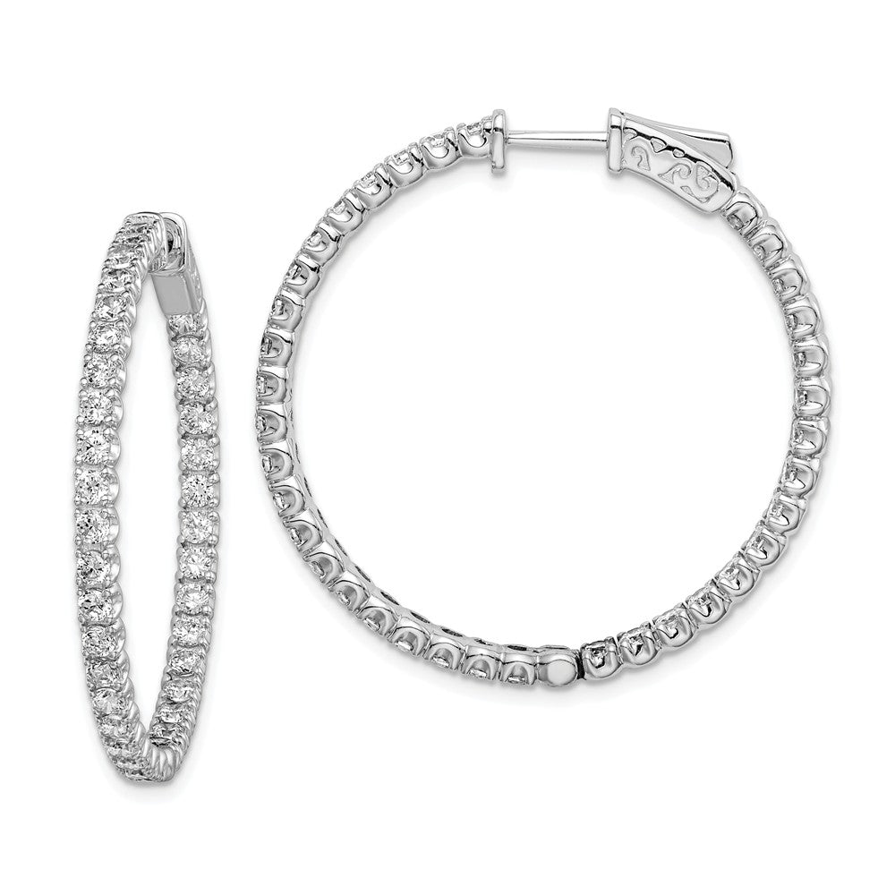 Stella Silver 925 Sterling Silver Rhodium-plated Cubic Zirconia ( CZ ) In and Out Hinged Hoop Earrings, 34mm x 34mm
