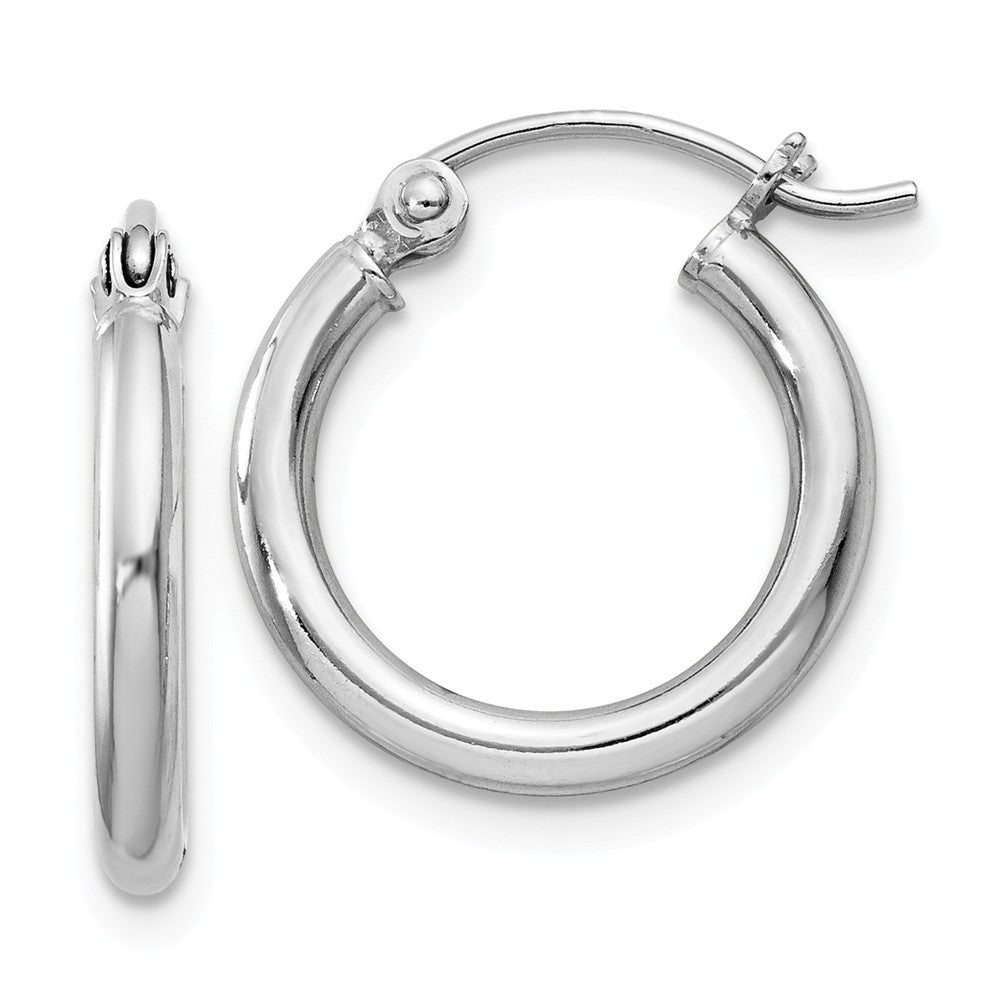Stella Silver 925 Sterling Silver Rhodium-plated 2mm Round Hoop Earrings, 17mm x 15mm