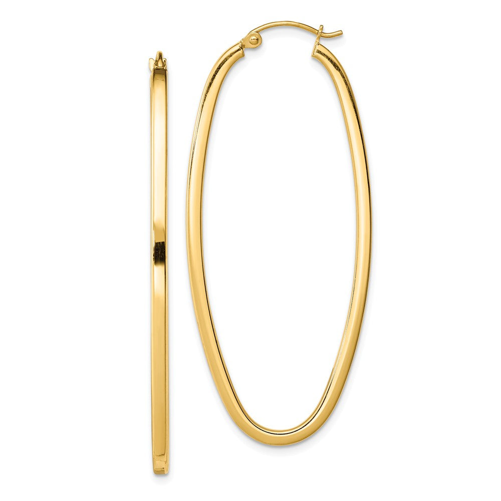 Stella Silver 925 Sterling Silver Gold Plated Square Tube Oval Hoop Earrings, 52mm x 22mm