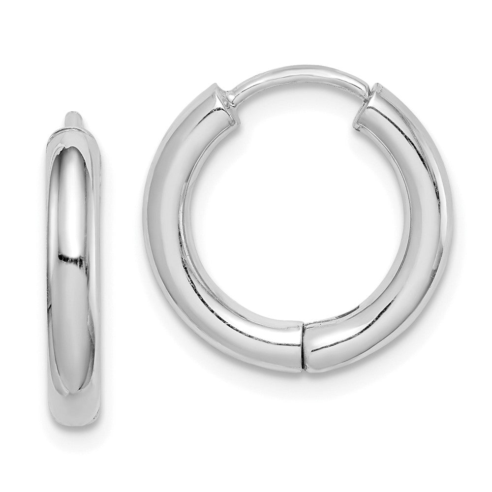 Stella Silver 925 Sterling Silver Polished Hollow Hinged Hoop Earrings, 15mm x 13mm