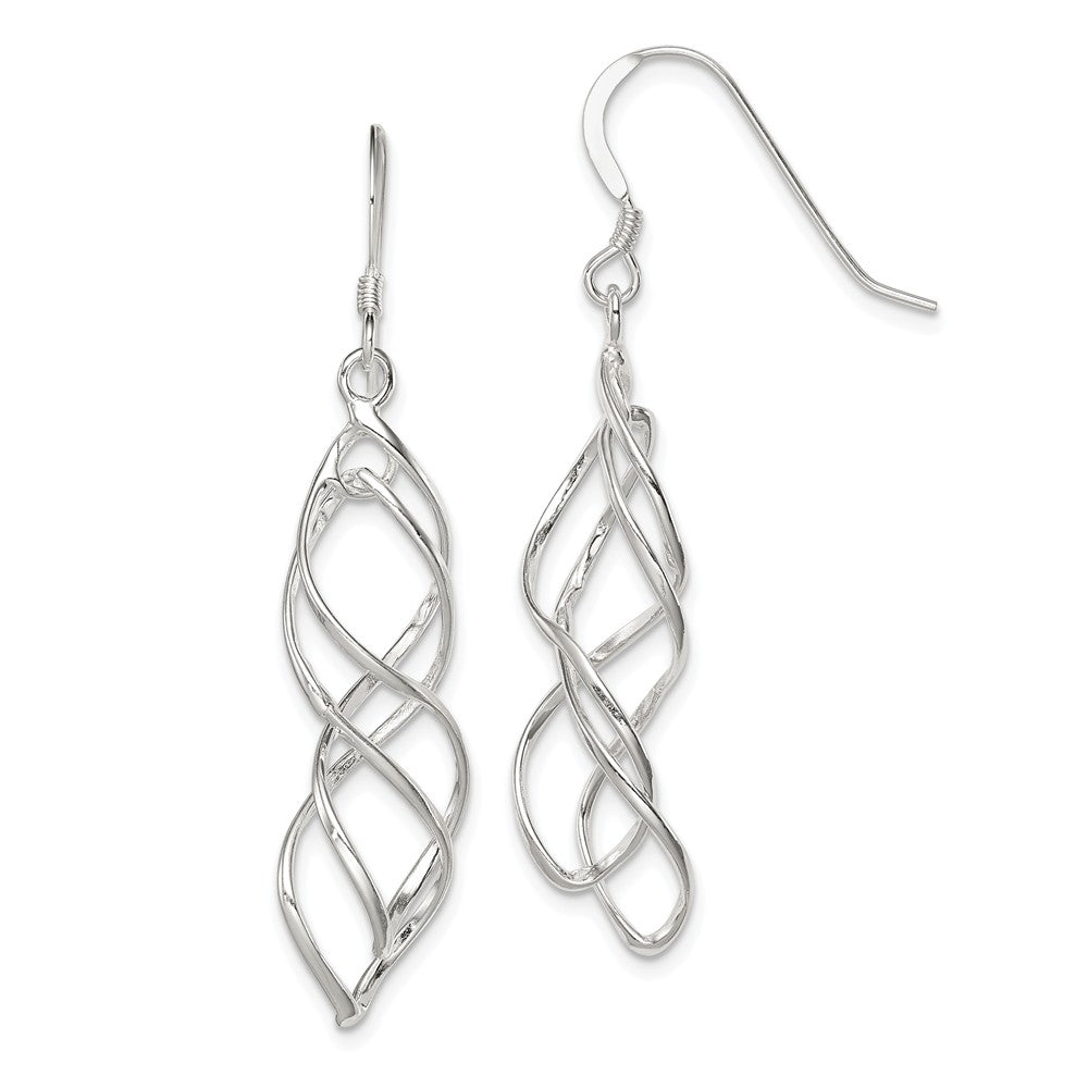 Stella Silver 925 Sterling Silver Shepherd Hook Earrings, 48mm x 11mm