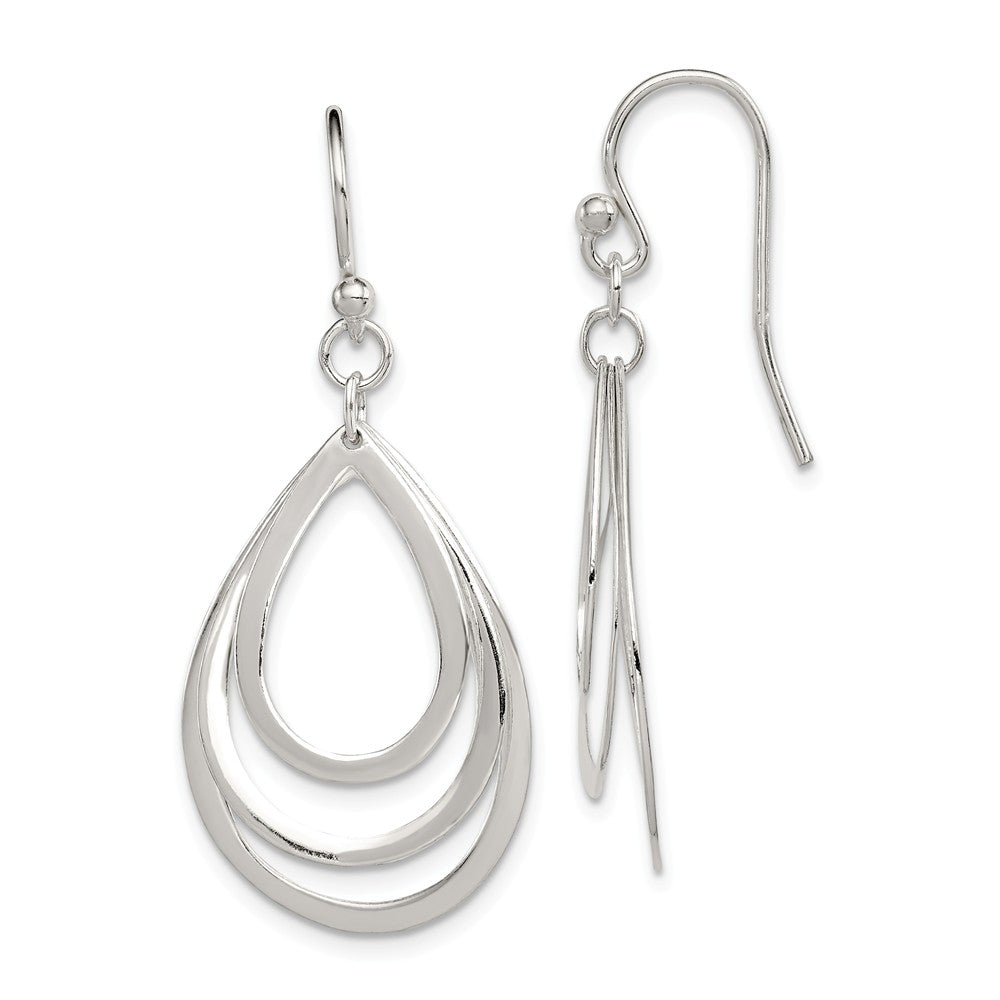 Stella Silver 925 Sterling Silver Polished Teardrops Dangle Earrings, 40mm x 17mm