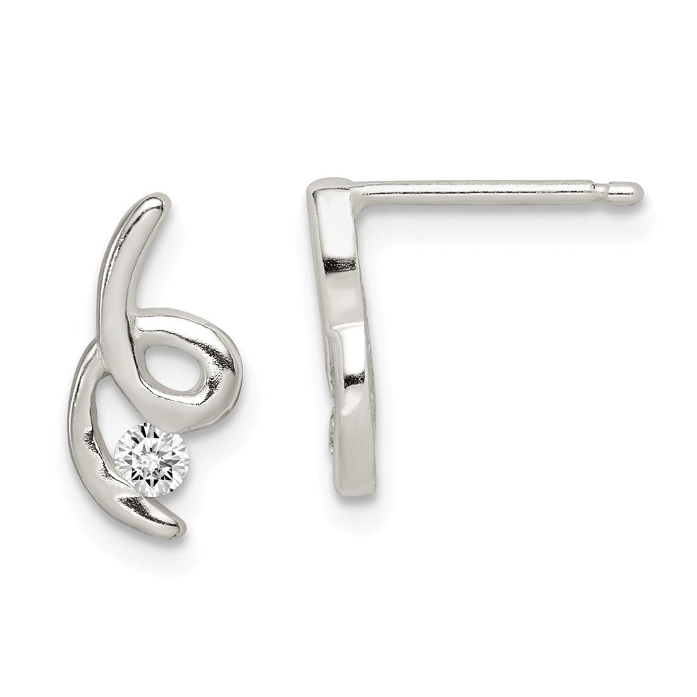 Stella Silver 925 Sterling Silver Polished Cubic Zirconia ( CZ ) Post Earrings, 11mm x 6mm
