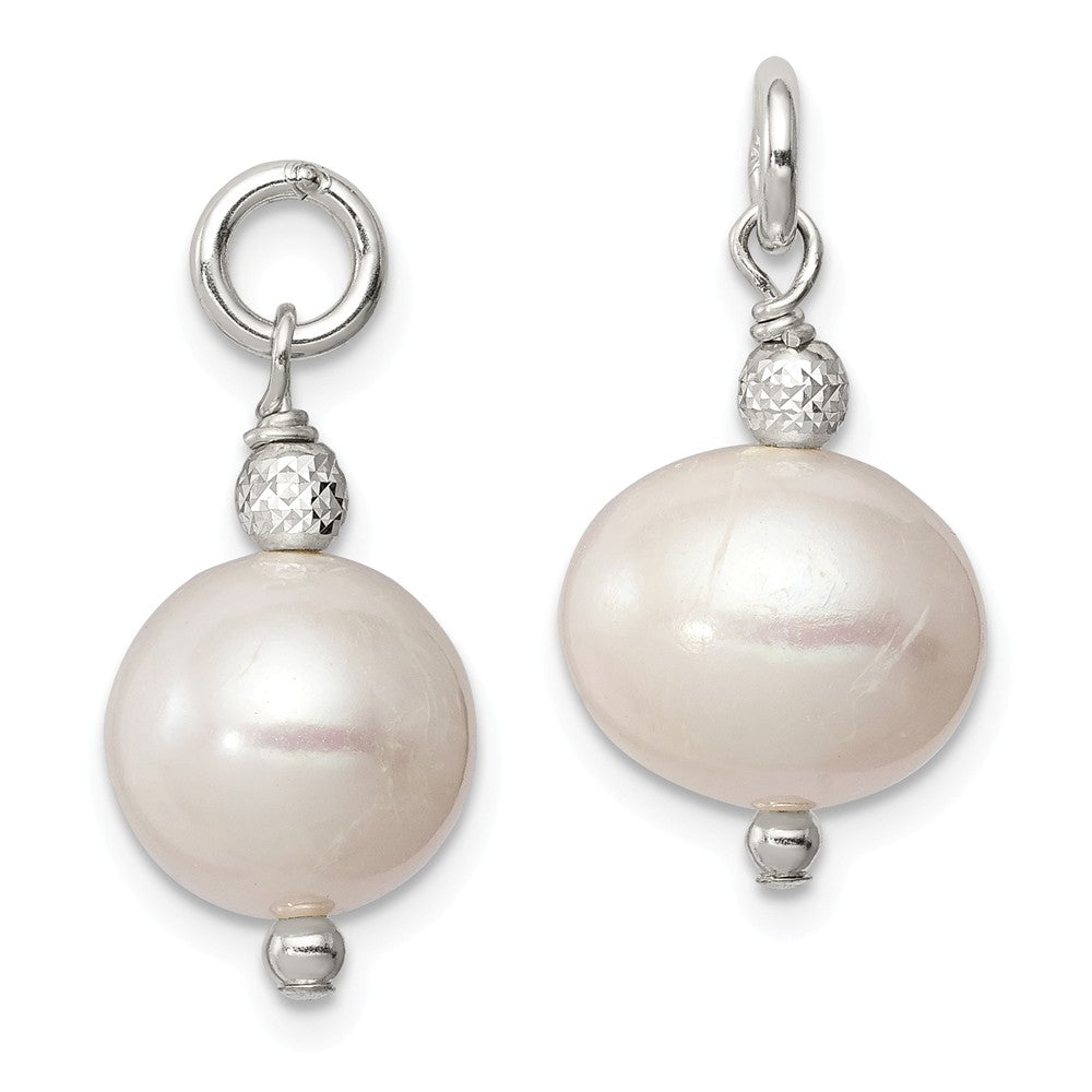 Stella Silver 925 Sterling Silver Freshwater Cultured Pearl and Bead Hoop Earring Enhancers, 18mm x 9 to 9.5mm