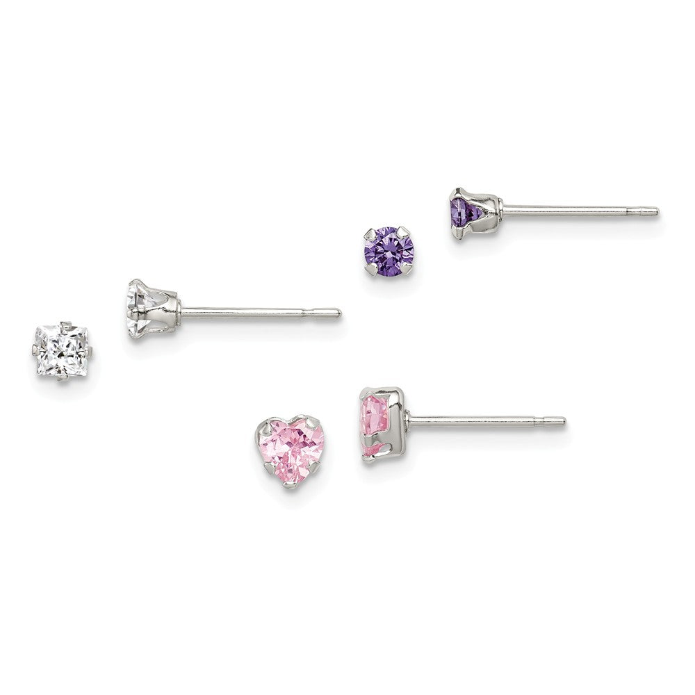 Stellux Jewelry Set - 925 Sterling Silver Stellux Crystal Post Earring 3pc Set