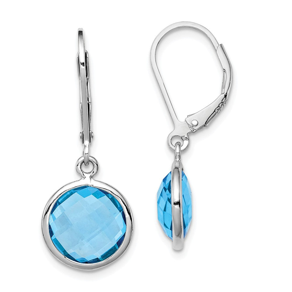 Stella Silver 925 Sterling Silver Rhodium-plated Blue Topaz Earrings, 28mm x 11mm