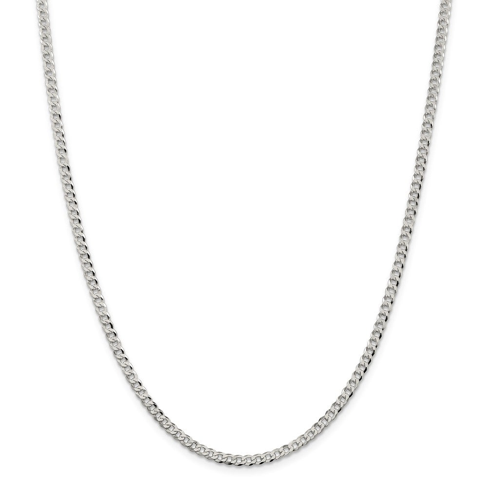 Million Charms 925 Sterling Silver 3.2mm Beveled Curb Chain, Chain Length: 22 inches
