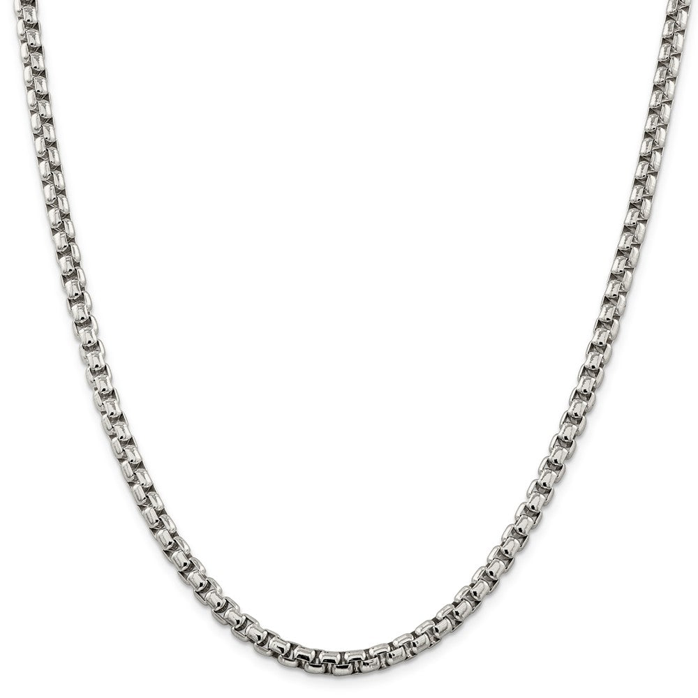 Million Charms 925 Sterling Silver 5.20mm Round Box Chain, Chain Length: 22 inches