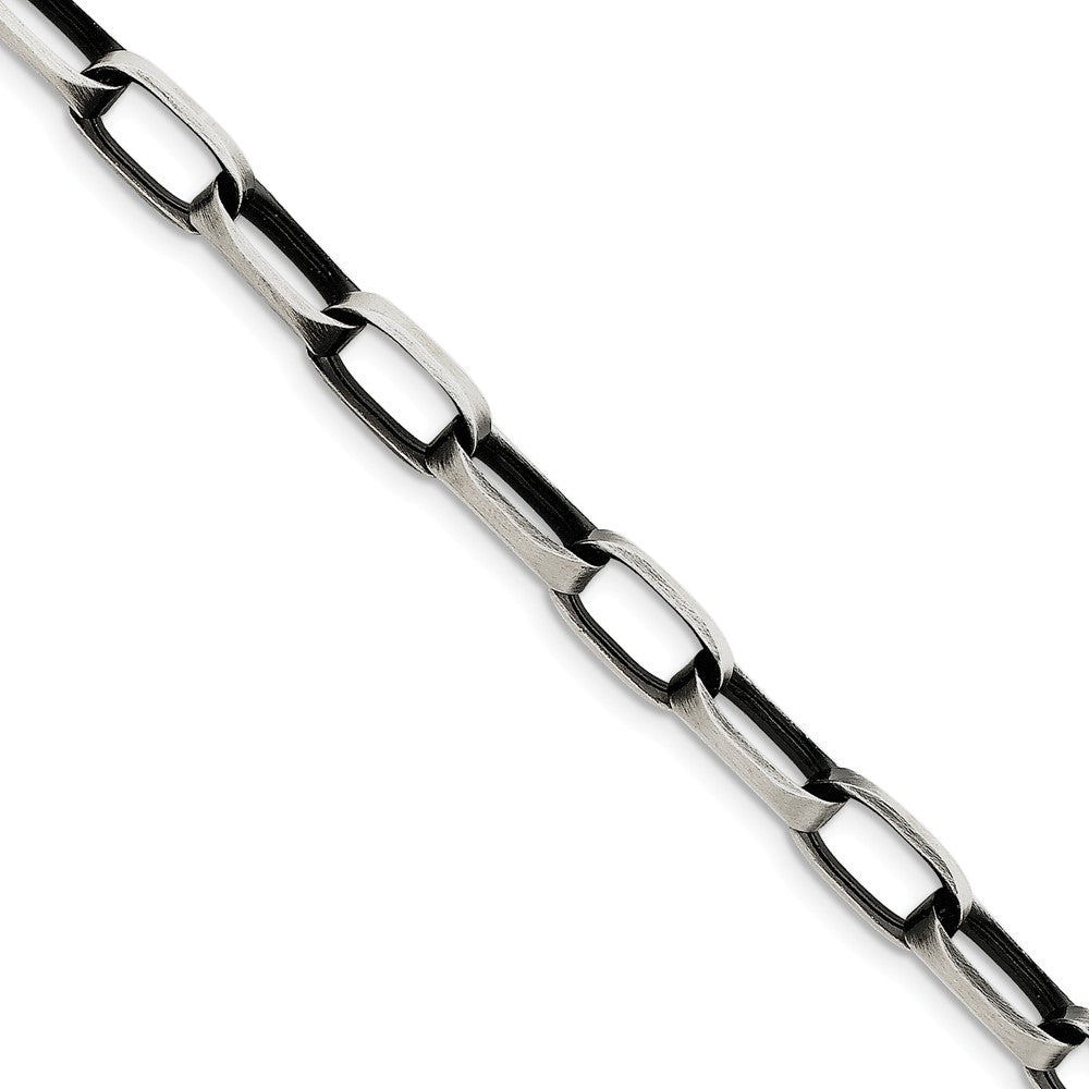 Million Charms 925 Sterling Silver 8mm Antiqued Oval Link Bracelet, Chain Length: 8.5 inches