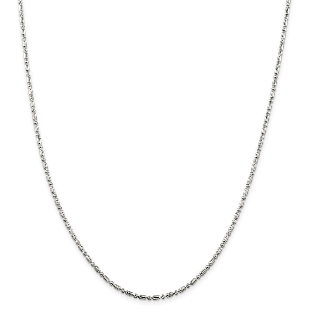 Million Charms 925 Sterling Silver 2mm Fancy Beaded Chain, Chain Length: 20 inches
