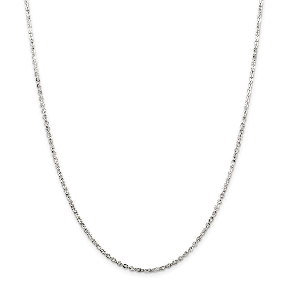 Million Charms 925 Sterling Silver 2mm Flat Cable Chain, Chain Length: 24 inches