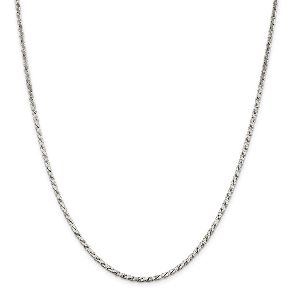 Million Charms 925 Sterling Silver 2.50mm Flat Rope Chain, Chain Length: 24 inches