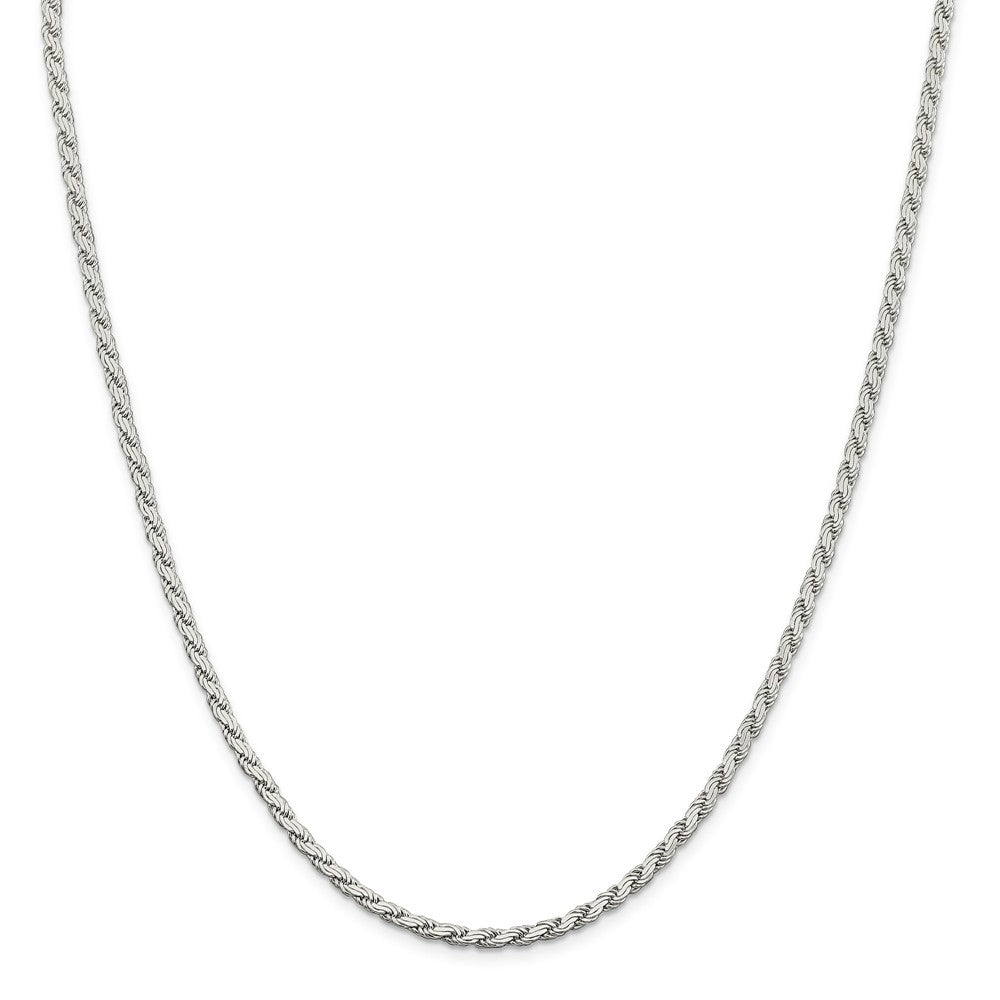 Million Charms 925 Sterling Silver 3.10mm Flat Rope Chain, Chain Length: 20 inches