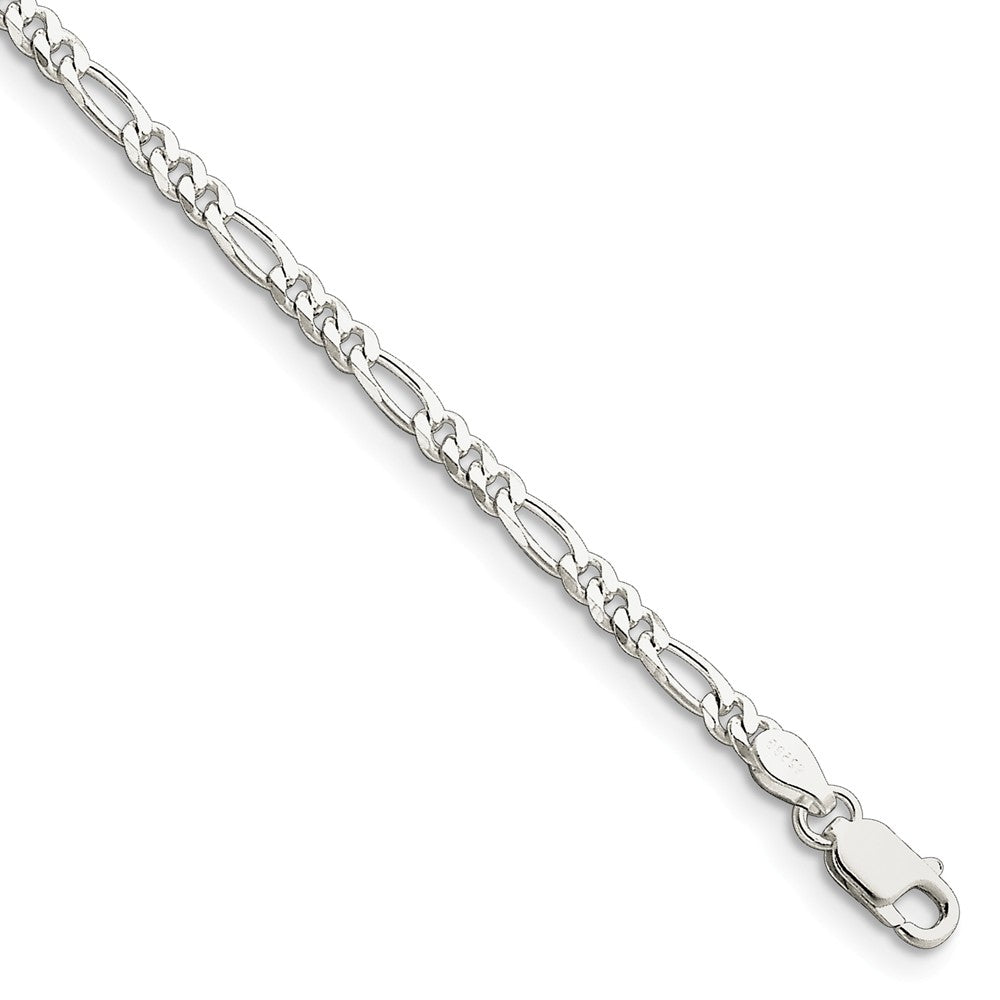 Million Charms 925 Sterling Silver 2.85mm Figaro Chain, Chain Length: 7 inches