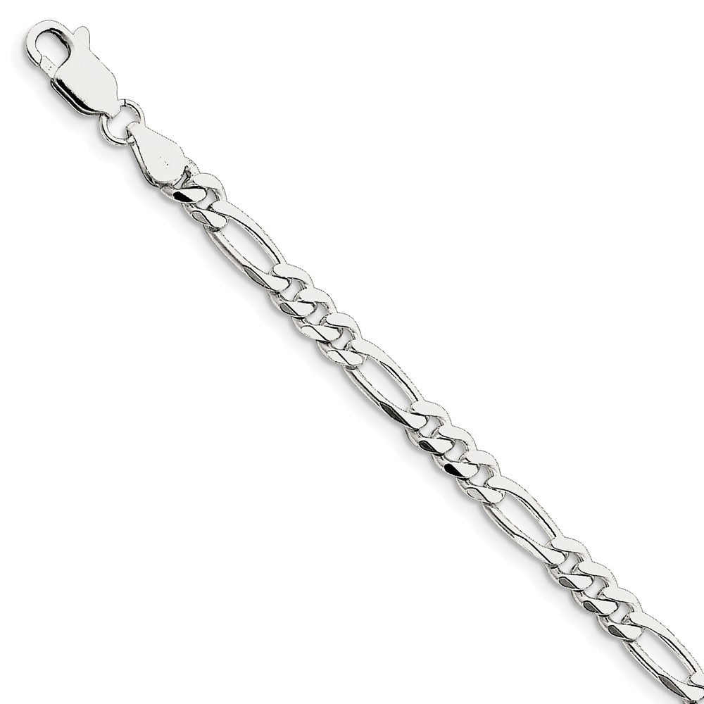 Million Charms SS Rhodium Plated 5.25mm Figaro Chain, Chain Length: 8 inches