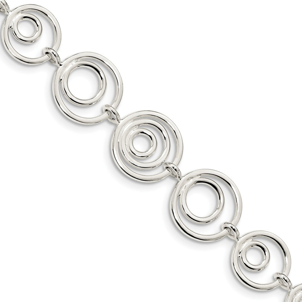 Million Charms 925 Sterling Silver Circle Link Bracelet, Chain Length: 7.25 inches