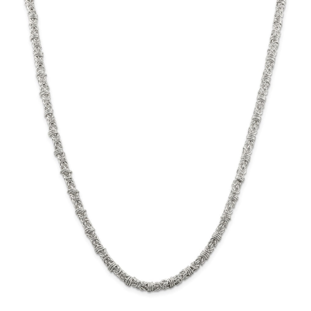 Million Charms 925 Sterling Silver 4 mm Fancy Byzantine Necklace, Chain Length: 20 inches