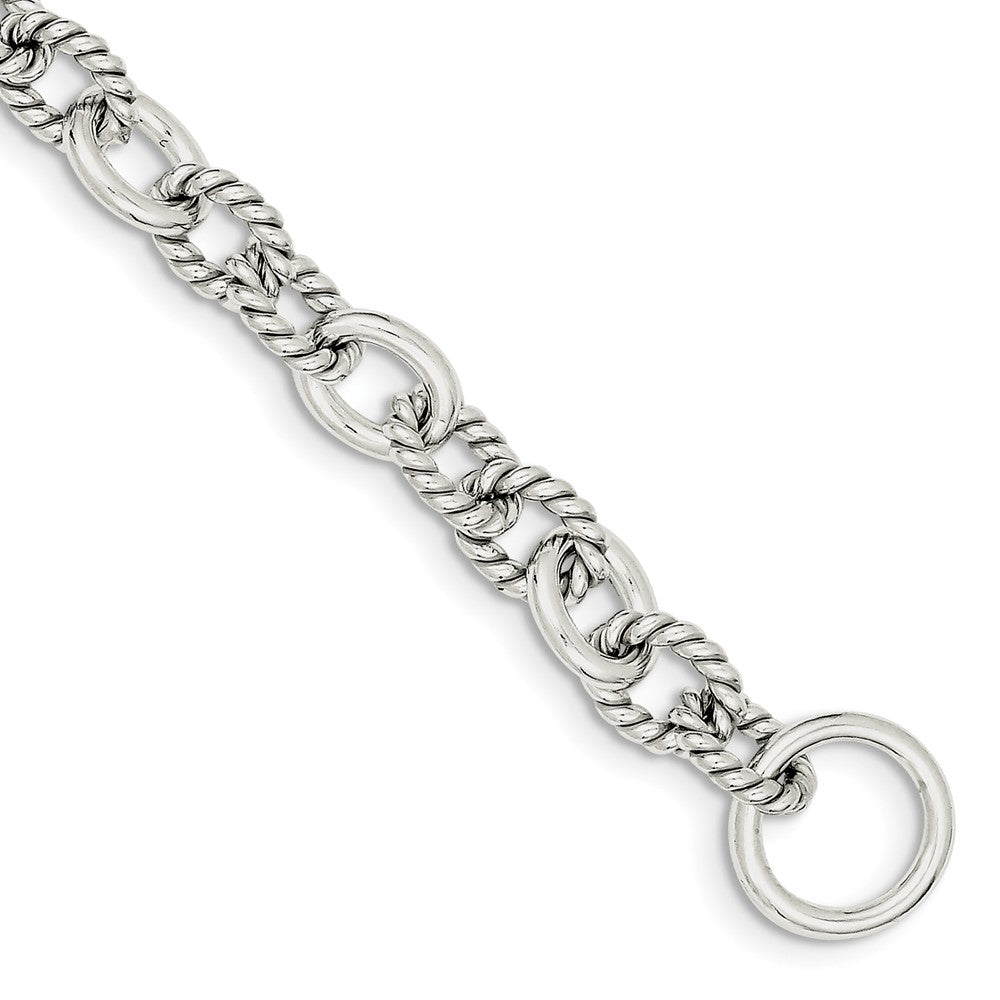 Million Charms 925 Sterling Silver 7.75inch Polished Fancy Link Toggle Bracelet, Chain Length: 7.75 inches