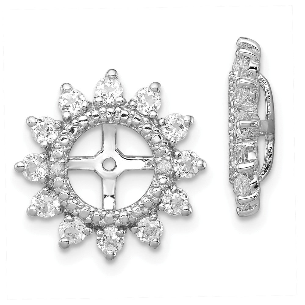 Stella Silver 925 Sterling Silver Rhodium Diamond & White Topaz Earring Jacket, 14mm x 14mm