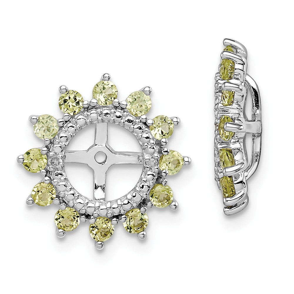 Stella Silver 925 Sterling Silver Rhodium Diamond & Peridot Earring Jacket, 14mm x 14mm