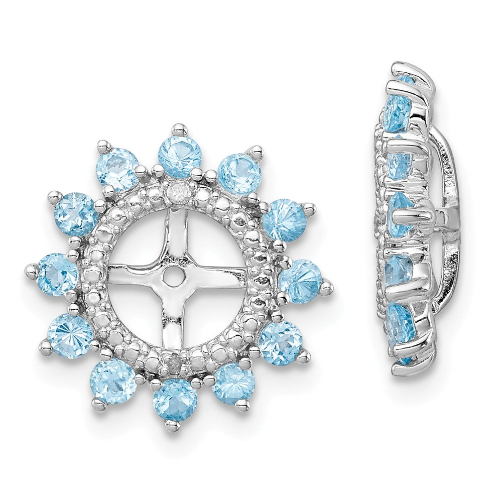 Stella Silver 925 Sterling Silver Rhodium Diamond & Swiss Blue Topaz Earring Jacket, 14mm x 14mm
